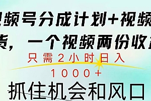 视频号橱窗带货, 10分钟一个视频, 2份收益,日入1000+