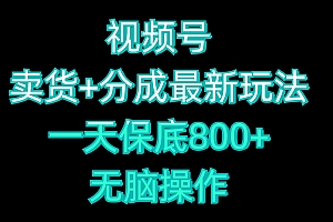 视频号卖货+分成最新玩法,一天保底800+,无脑操作