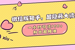 微信版知乎,超隐蔽流量入口,一小时引流100人,粉丝质量超高