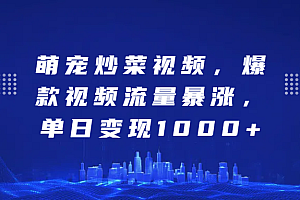 萌宠炒菜视频,爆款视频流量暴涨,单日变现1000+