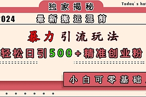 最新搬运混剪暴力引流玩法,轻松日引500+精准创业粉,小白可零基础上手