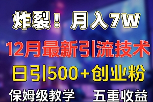 炸裂!月入7W+揭秘12月最新日引流500+精准创业粉,多重收益保姆级教学