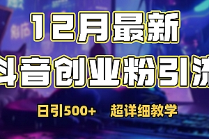 首次公开:12月份抖音日引500+创业粉秘籍