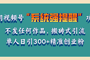 利用视频号“系统强提醒”功能,引流精准创业粉,无需发布任何作品,单人日引流300+精准创业粉