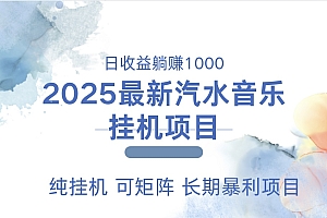 2025最新汽水音乐人挂机项目。单账号月入5000,纯挂机,可矩阵。