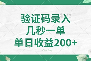 验证码录入,几秒一单,单日收益200+