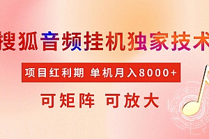 全网首发【搜狐音频挂机】独家技术,项目红利期,可矩阵可放大,稳定月入8000+