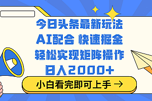 今日头条最新玩法,思路简单,复制粘贴,轻松实现矩阵日入2000+