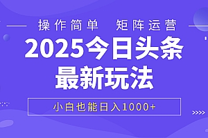 2025今日头条最新玩法,0粉可做,复制粘贴,小白也能日入1000+