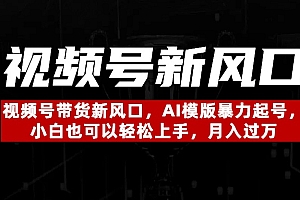 视频号带货新风口,AI模版暴力起号,小白也可以轻松上手,月入过万