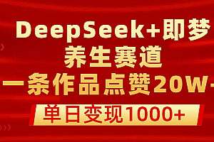 用DeepSeek+即梦做养生赛道,一条作品点赞20W+,单日变现1000+