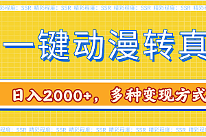 AI一键动漫转真人,一条视频点赞100w+,日入2000+,多种变现方式