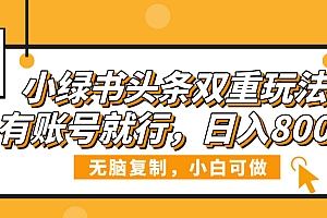小绿书头条双重玩法,有账号就行,日入800+
