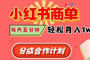 小红书商单分成合作计划,每天五分钟,轻松月入1w+