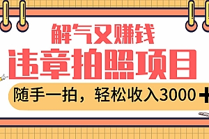 最新违章拍照赚钱,解气又赚钱的项目,随手一拍,轻松收入3000+