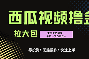 西瓜,番茄,撸金项目,单机一天轻松60元+,可无线放大化去做,零投资
