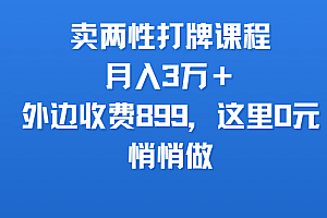卖两性打牌课程,月入3万+外边收费899的课程,这里0元,悄悄做