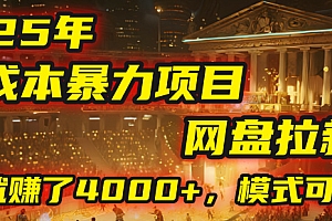 2025年,一个“0成本”的暴力项目:靠“网盘拉新”,有人一天就赚了4000+,模式可复制!