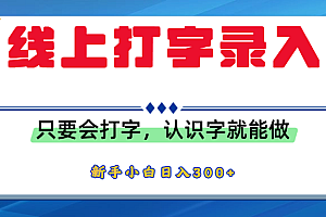 简单线上打字录入,用手机或者电脑就能操作,会识字就能玩,新人小白日入300+