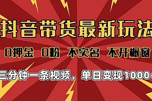 2025年抖音带货最新玩法,0押金0粉,不实名,不开橱窗,单日变现1000➕,小白最快当天见收益