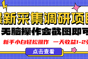 新版采集调研项目,截图上传即可,无脑操作,日收益1-2张