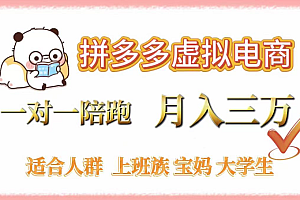 拼多多虚拟电商,0囤货,轻资产,无需发货,一对一陪跑,月入3万