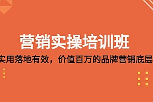 营销实操培训班:简单实用-落地有效,价值百万的品牌营销底层逻辑