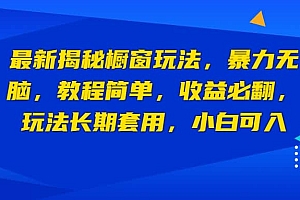 最新揭秘橱窗玩法,暴力无脑,收益必翻,玩法长期套用,小白可入
