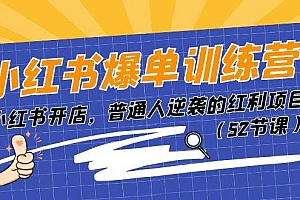 小红书爆单训练营,小红书开店,普通人逆袭的红利项目(52节课)