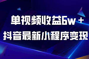 抖音最新小程序变现项目,单视频收益6w+