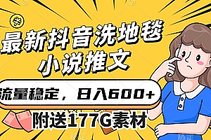 最新抖音洗地毯小说推文,流量稳定,一天收入600(附177G素材)