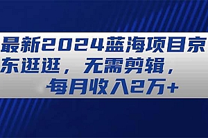 最新2024蓝海项目京东逛逛,无需剪辑,每月收入2万+