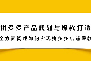 拼多多产品规划与爆款打造,全方面阐述如何实现拼多多店铺爆款