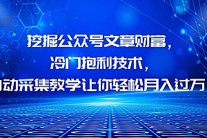 挖掘公众号文章财富,冷门抱利技术,让你轻松月入过万