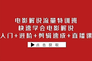 电影解说流量特训班:快速学会电影解说,入门+进阶+剪辑速成+直播课