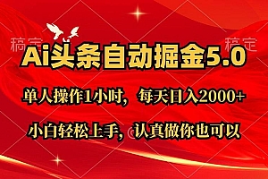 Ai撸头条,当天起号第二天就能看到收益,简单复制粘贴,轻松月入2W+