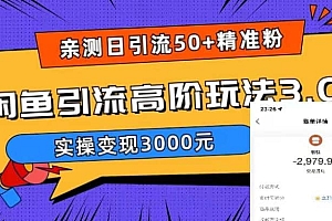 实测日引50+精准粉,闲鱼引流高阶玩法3.0,实操变现3000元