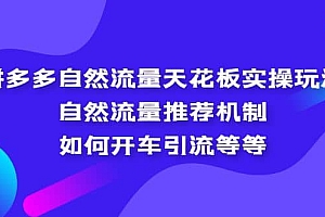 拼多多自然流量天花板实操玩法:自然流量推荐机制,如何开车引流等等