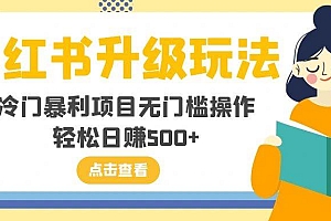 小红书升级玩法,冷门暴利项目无门槛操作,轻松日赚500+