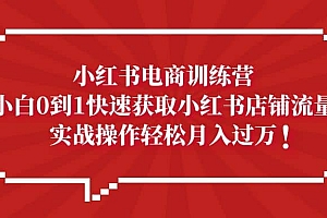 小红书电商训练营,小白0到1快速获取小红书店铺流量