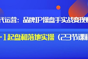 秒懂代运营:品牌IP操盘手实战赚钱,0-1起盘和落地实操(23节课程)价值199