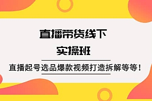 直播带货线下实操班:直播起号选品爆款视频打造拆解等等