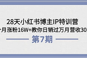 28天小红书博主IP特训营《第6+7期》4个月涨粉16W+教你日销过万月营收30万
