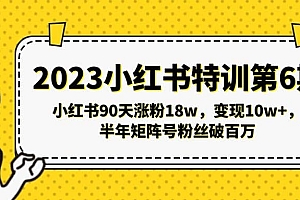 2023小红书特训第6期,小红书90天涨粉18w,变现10w+,半年矩阵号粉丝破百万