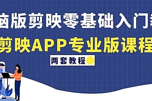 电脑版剪映零基础入门教程+剪映APP专业版课程(两套教程)