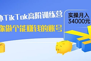 海外TikTok高阶训练营:教你做个能赚钱的账号,实操月入34000元!