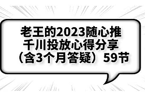 老王的2023随心推+千川投放心得分享(含3个月答疑)59节