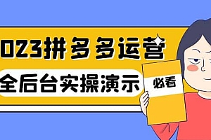 2023拼多多·运营:14节干货实战课,拒绝-口嗨,全后台实操演示