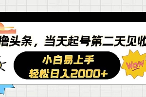 AI撸头条,当天起号,第二天见收益。轻松日入2000+