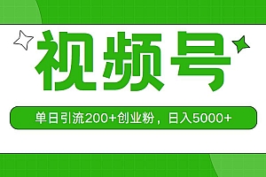 视频号,单日引流200+创业粉,日入5000+